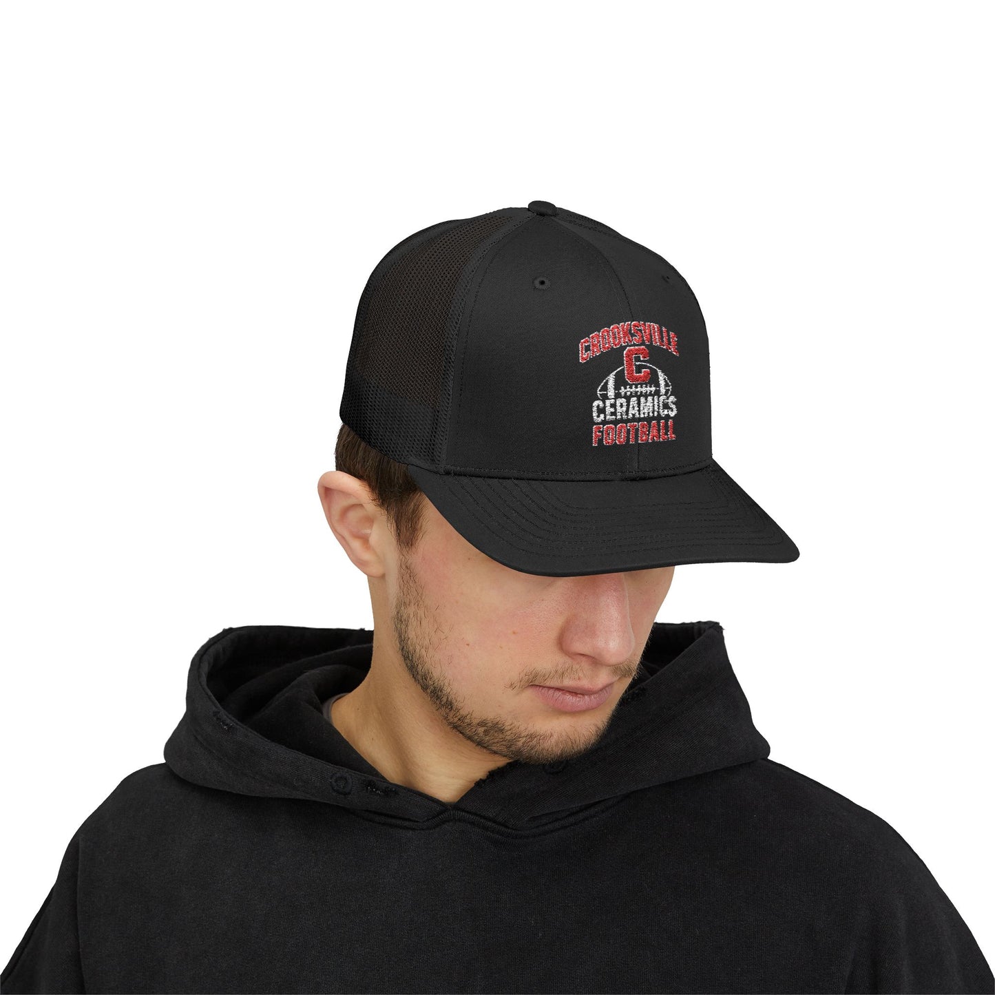 Crooksville Ceramics Football Embroidered Snap Back Cap