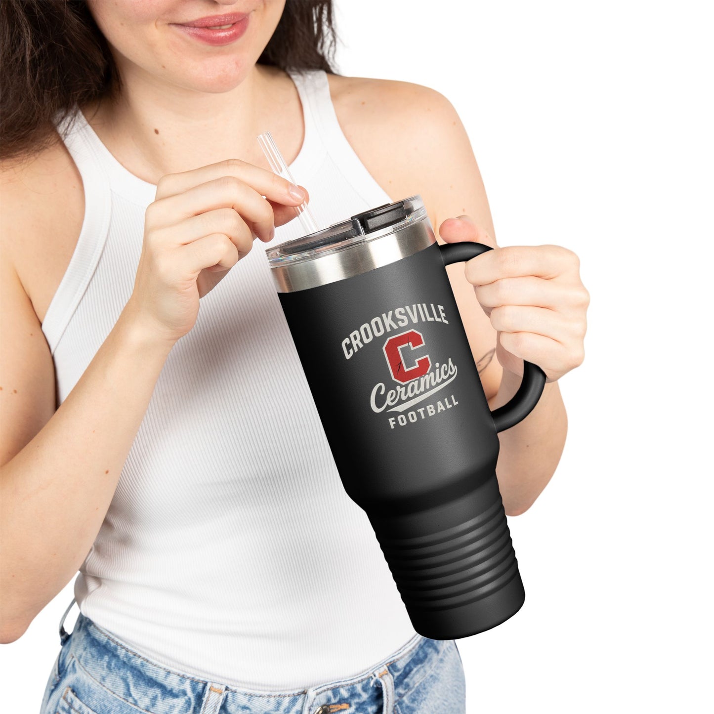 Crooksville Ceramics Football Tumbler 40oz
