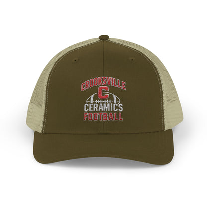 Crooksville Ceramics Football Embroidered Snap Back Cap