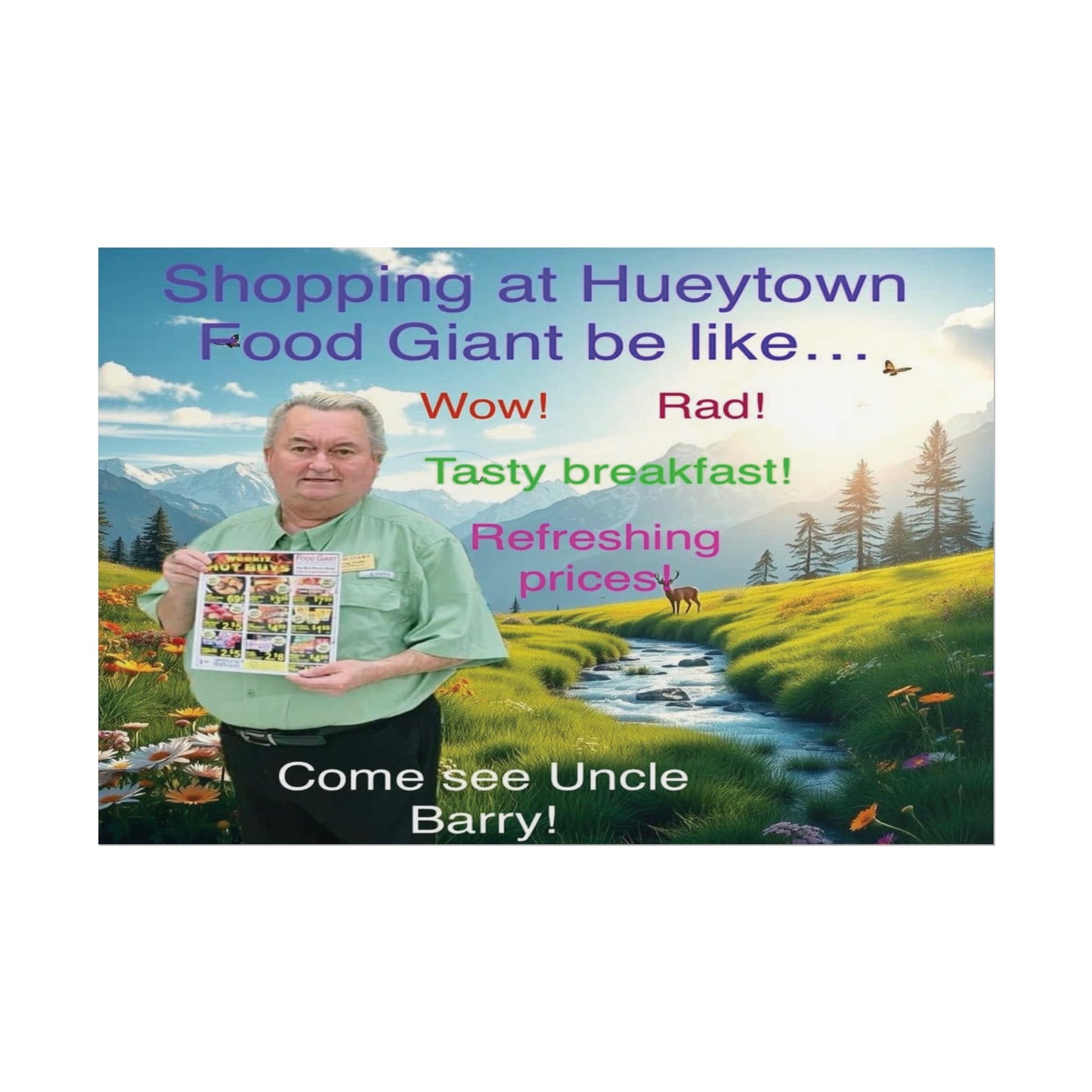 “Shopping at Hueytown Food Giant” Poster – 30" x 20" Uncle Barry Wall Art