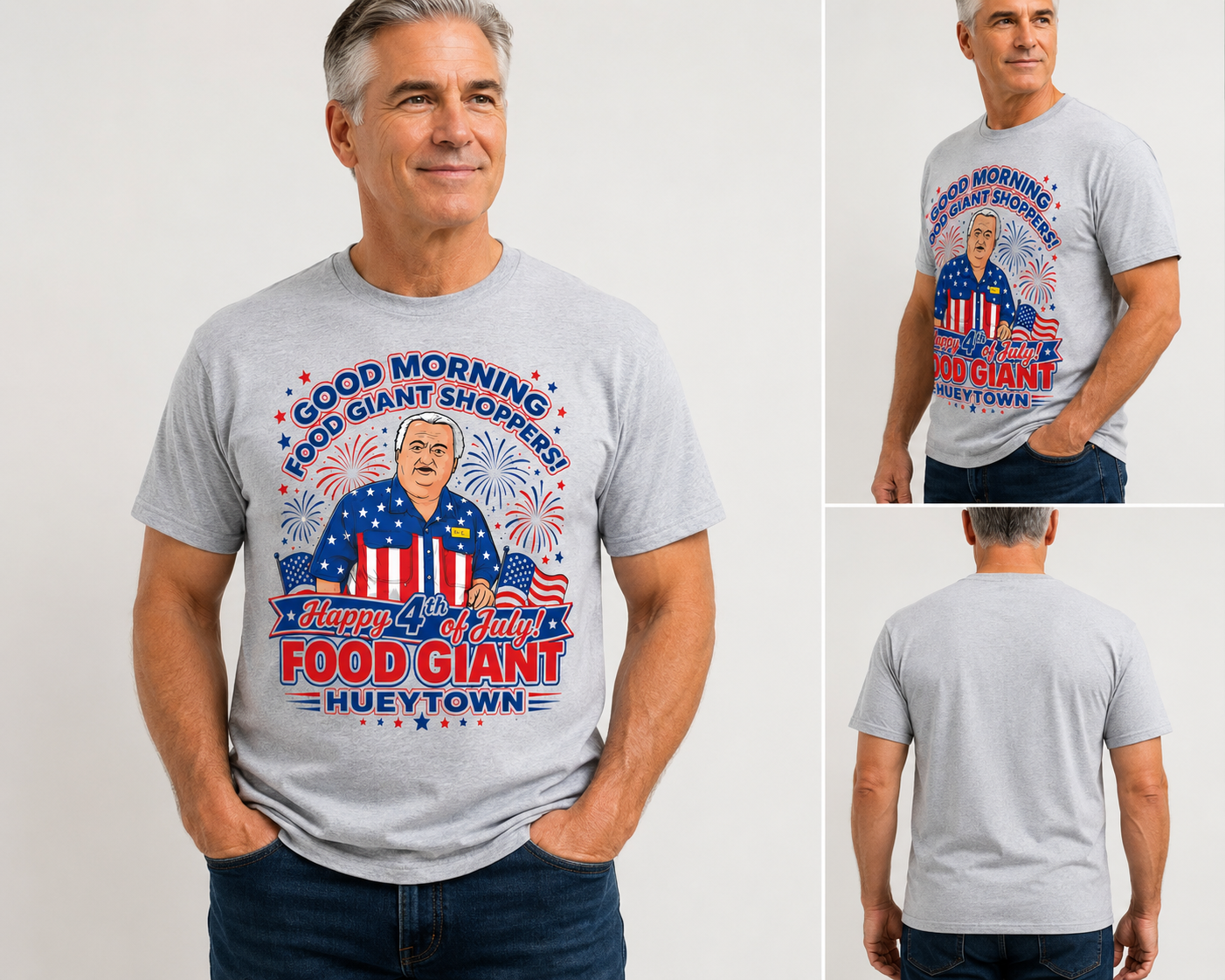 Adult Food Giant Hueytown Happy 4th of July Graphic T-Shirt