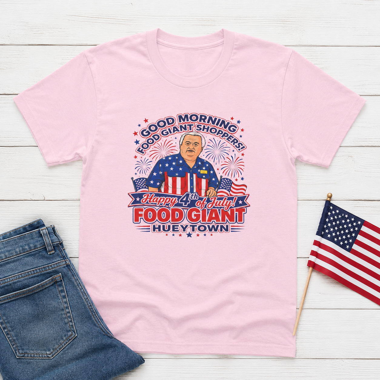 Adult Food Giant Hueytown Happy 4th of July Graphic T-Shirt