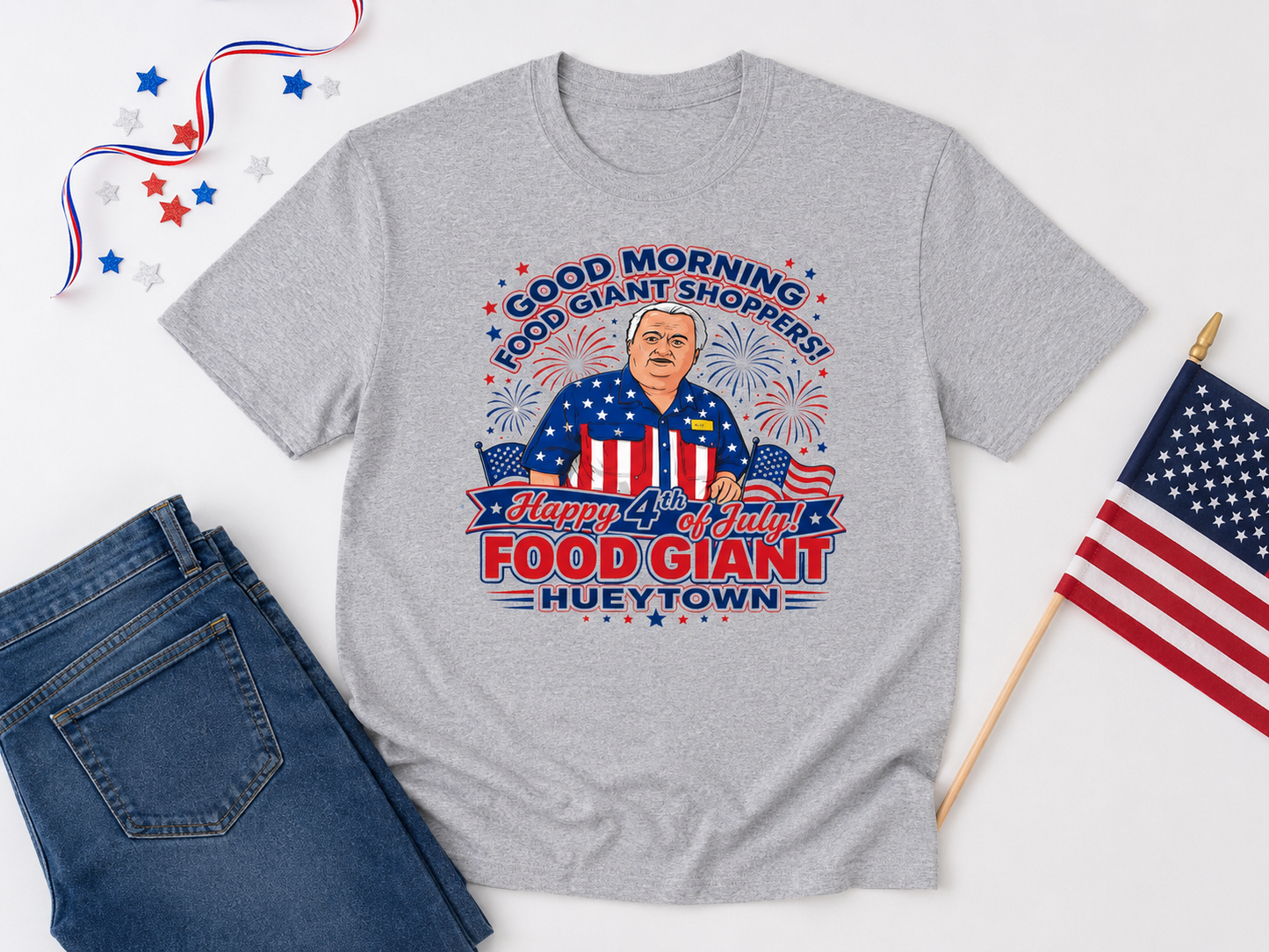 Adult Food Giant Hueytown Happy 4th of July Graphic T-Shirt