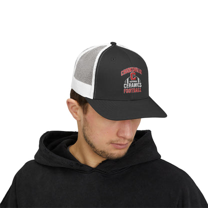 Crooksville Ceramics Football Embroidered Snap Back Cap