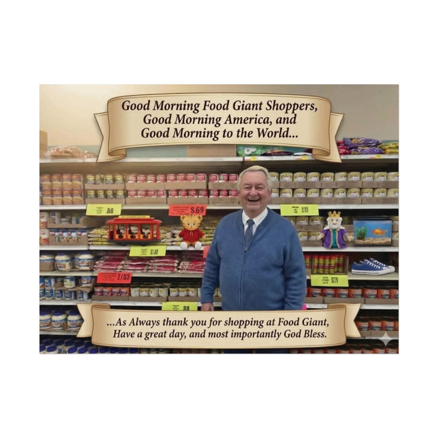 “Good Morning Food Giant Shoppers” 16" x 12" Poster